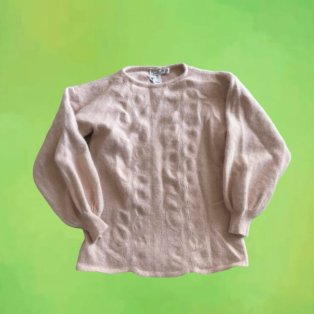Vintage Neiman Marcus Angora Rabbit Hair Cableknit Sweater